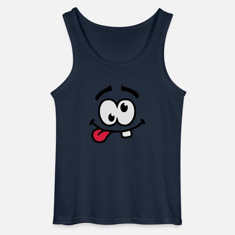 Crazy Smiley Face - Gildan Männer Tank Top - Navy