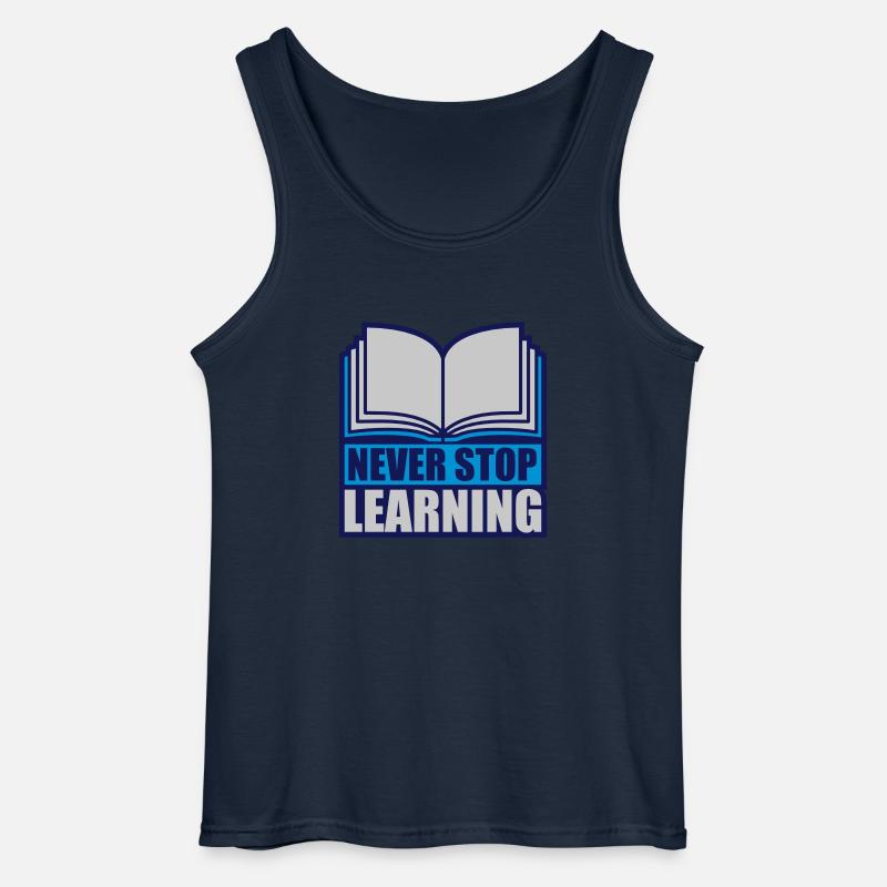 never stop learning Zitat - Gildan Männer Tank Top - Navy