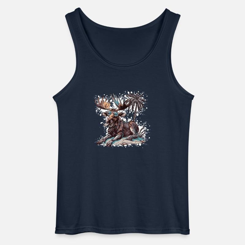 Elch Insel Palme - Gildan Männer Tank Top - Navy