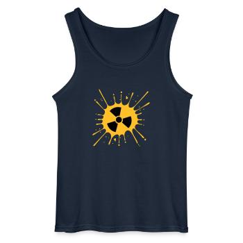 atomic symbol radioactive warning caution note - Gildan Men’s Tank Top - navy - Front - AI Model Male 185 dark (185cm)