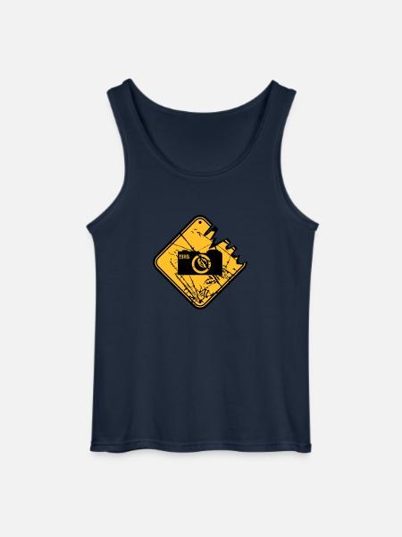 Danger warning sign camera - Gildan Men’s Tank Top - navy