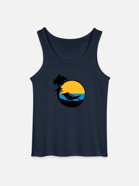 palmen sun silhouette lounge chair beach chair url - Gildan Men’s Tank Top - navy