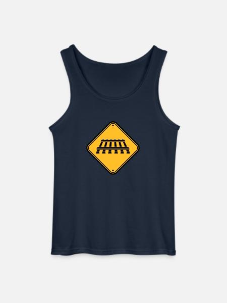 Attention track sign - Gildan Men’s Tank Top - navy
