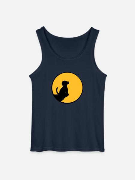 Moon Cliff Sitting Dog - Gildan Men’s Tank Top - navy