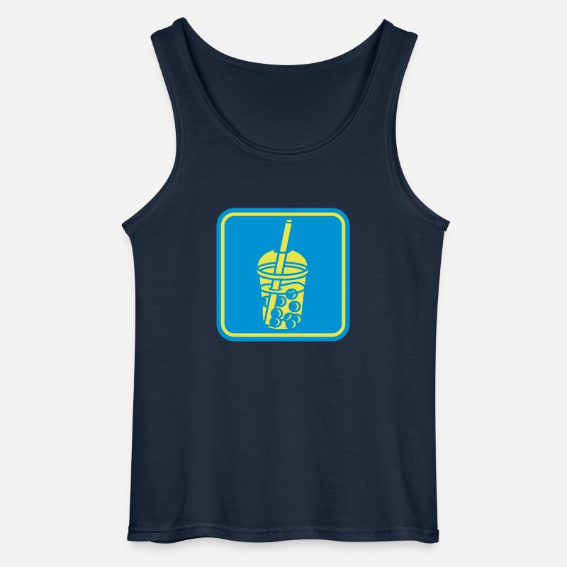 Schild Bubble Tea Button - Gildan Männer Tank Top - Navy