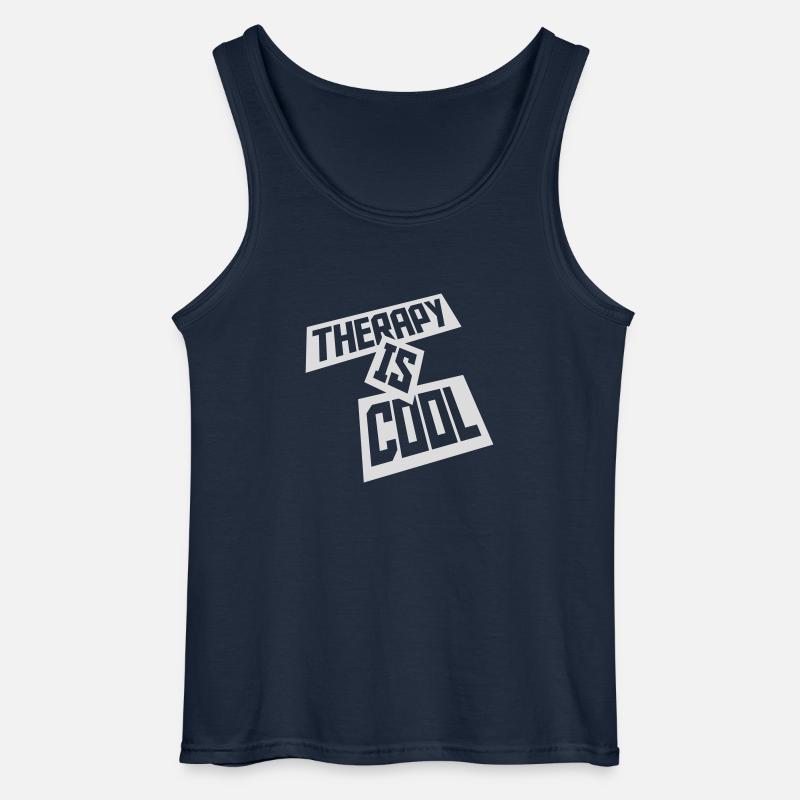 therapy is cool Zitat - Gildan Männer Tank Top - Navy