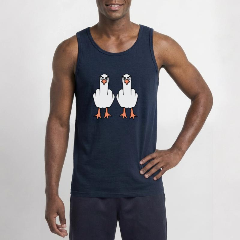 2 Möwen Mittelfinger Beleidigung Stinkefinger Team Gildan Männer Tank Top