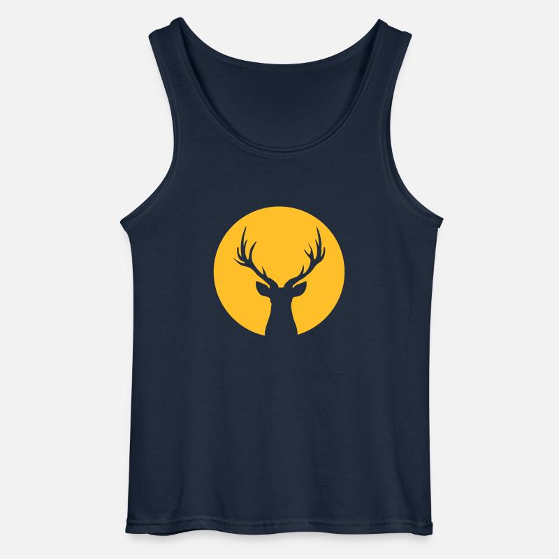 Deer In Moonlight Front - Gildan Männer Tank Top - Navy