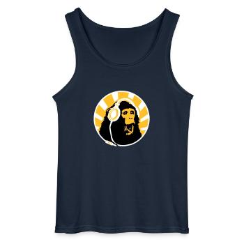 Monkey with Headphones - Gildan Men’s Tank Top - navy - Front - AI Model Male 185 dark (185cm)