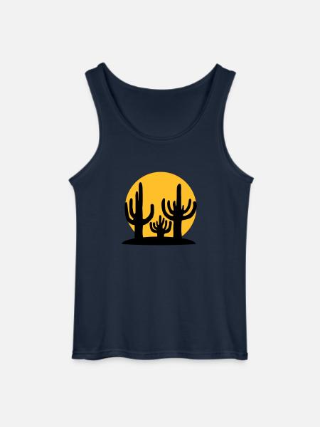 Silhouette Sun 3 Cacti - Gildan Men’s Tank Top - navy
