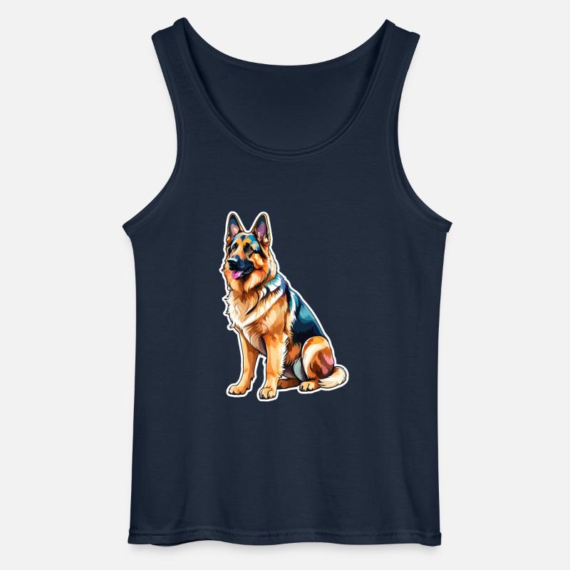Deutscher Schäferhund Wasserfarben - Gildan Männer Tank Top - Navy