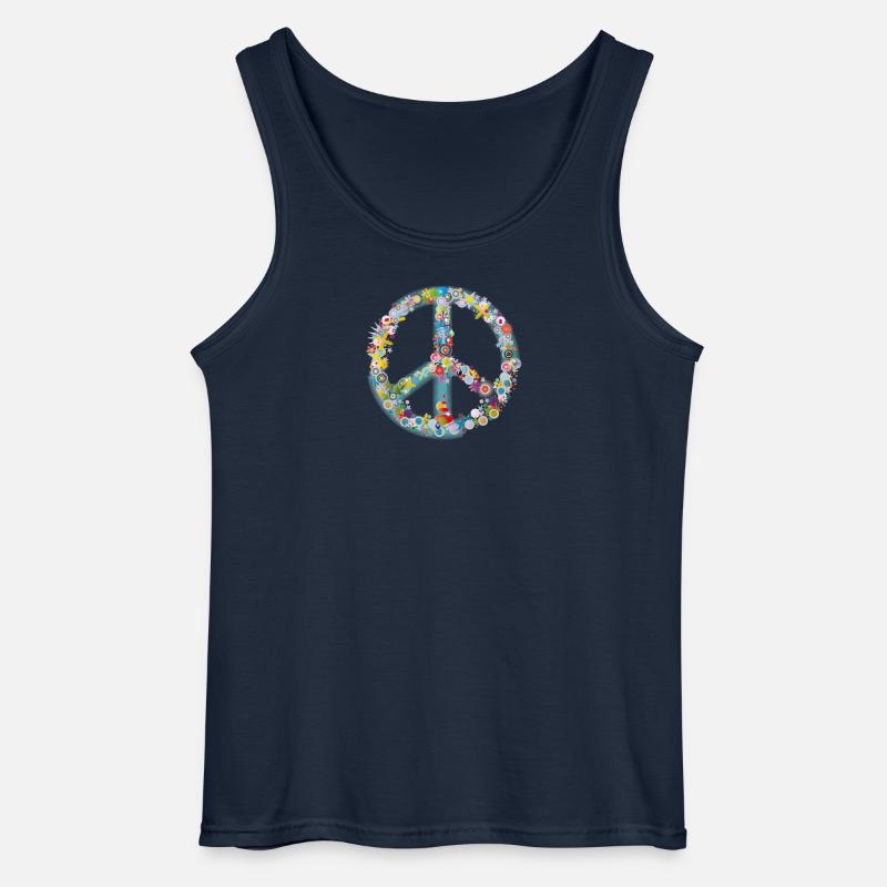 Buntes Peace Symbol Muster - Gildan Männer Tank Top - Navy