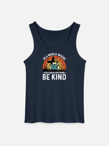 Budskab om venlighed med sommerfugle og natur - Gildan tanktop til mænd - marineblå
