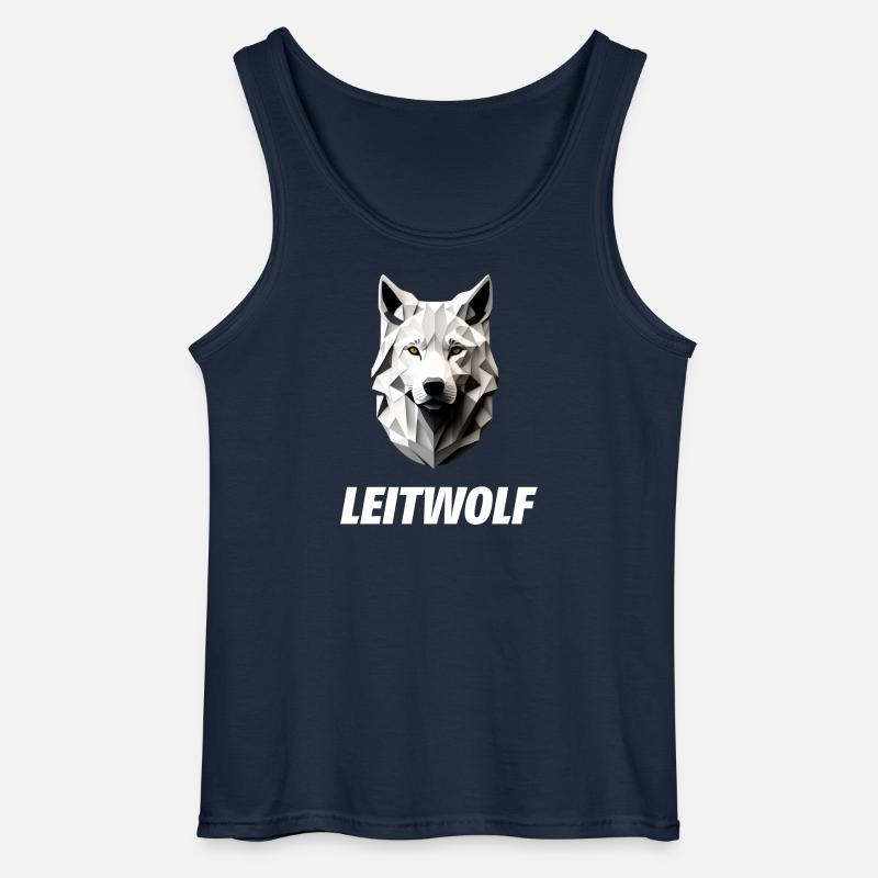 weißer Wolfskopf Leitwolf - Gildan Männer Tank Top - Navy