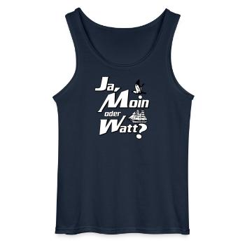 Yes, Moin or Watt? - Gildan Men’s Tank Top - navy - Front - AI Model Male 185 dark (185cm)