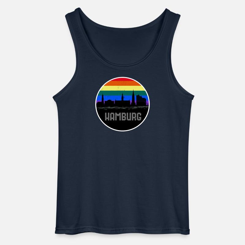 Hamburg Skyline Regenbogen - Gildan Männer Tank Top - Navy