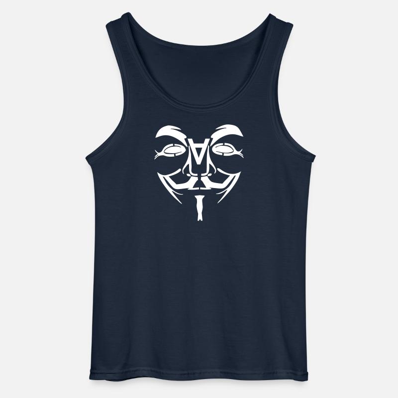Anonymous Design Face with A - Gildan Men’s Tank Top - navy