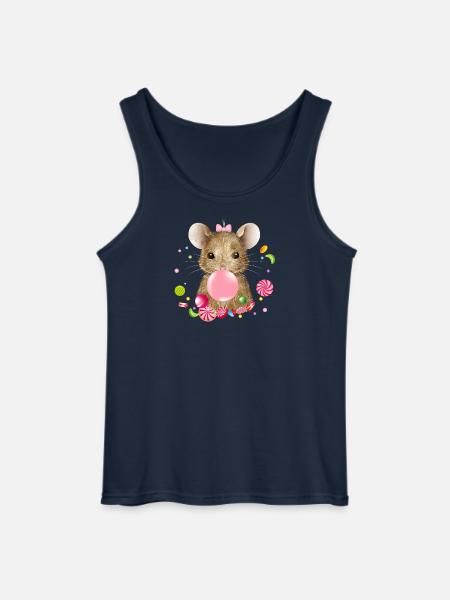 putzige Maus mit rosa Kaugummi und Süßigkeiten - Gildan Männer Tank Top - Navy