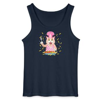 greedy cat - Gildan Men’s Tank Top - navy - Front - AI Model Male 185 dark (185cm)