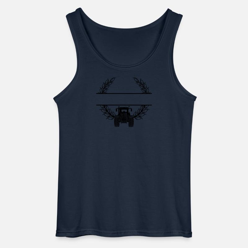 Traktor-Frontansicht im Weizenkranz - Gildan Männer Tank Top - Navy