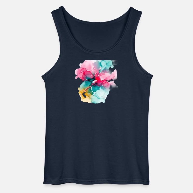 Abstrakte Aquarell-Blüte: Lebendige Farbexplosion - Gildan Männer Tank Top - Navy