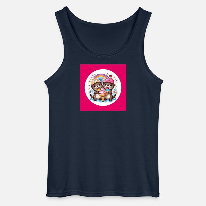 Zwei Otter mit bunter Eistüte - Gildan Männer Tank Top - Navy