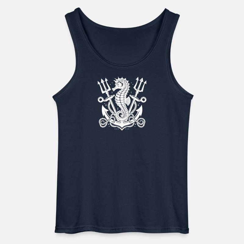 Seepferdchen mit Anker und Dreizack - Gildan Männer Tank Top - Navy