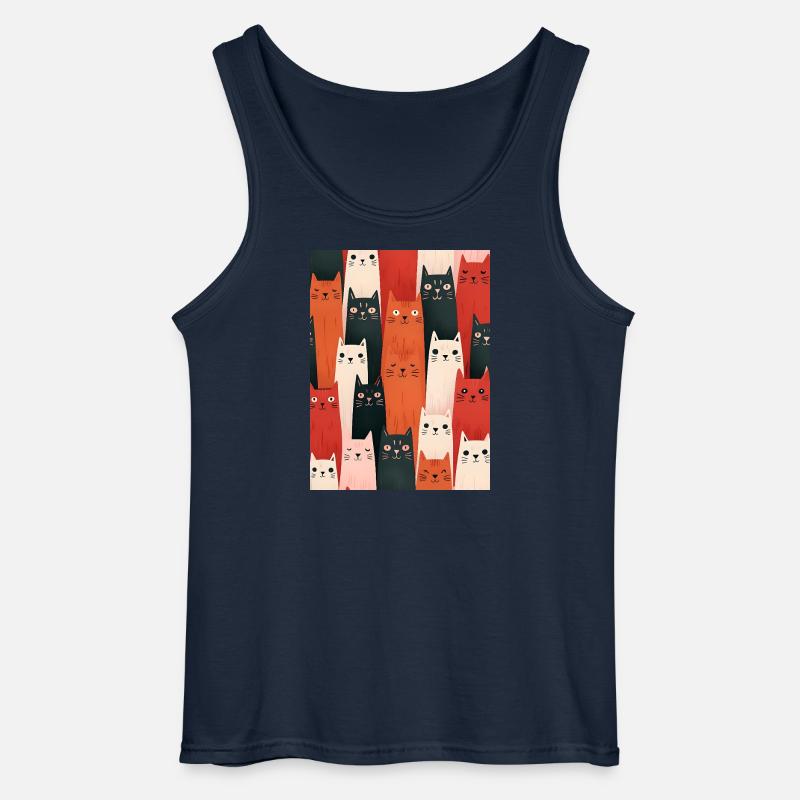 Bunte Katzen Illustration - Gildan Männer Tank Top - Navy