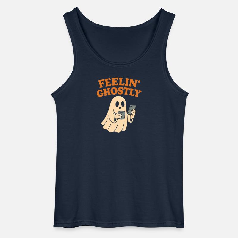 Felling Ghostly Design with Smartphone - Gildan Men’s Tank Top - navy