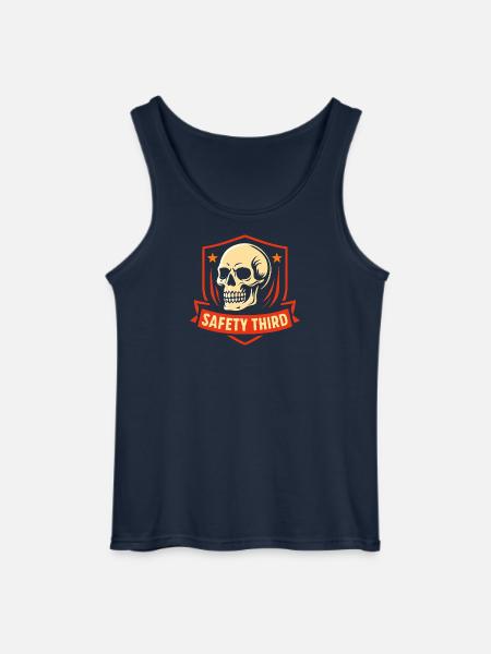 Safety Third Badge Skull Safety Third - Gildan Men’s Tank Top - navy