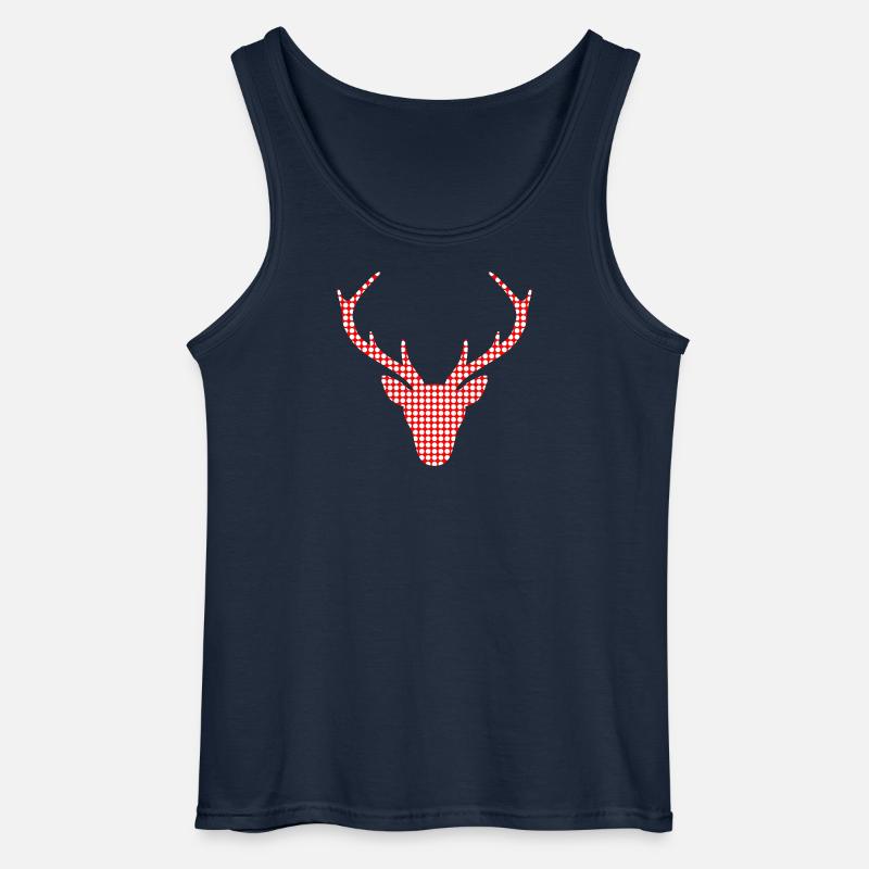 Roter Hirsch im Punktemuster - Gildan Männer Tank Top - Navy