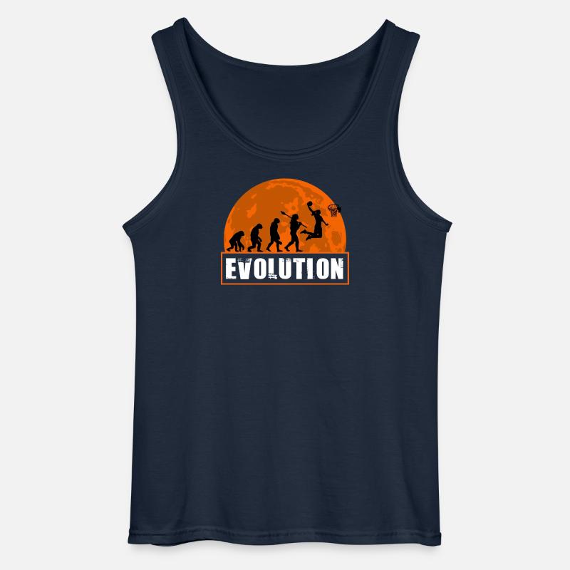 Basketball Evolution Player Dunking Silhouette - Gildan Men’s Tank Top - navy