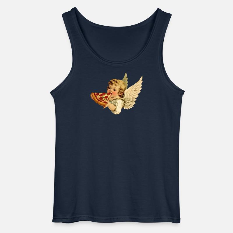 Pizza Cherub – Engel med pepperoni - Gildan tanktop til mænd - marineblå