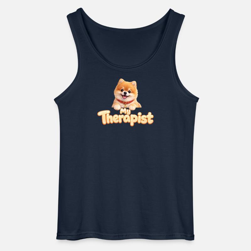 Pomeranian Min terapeut - Gildan singlet for menn - marine