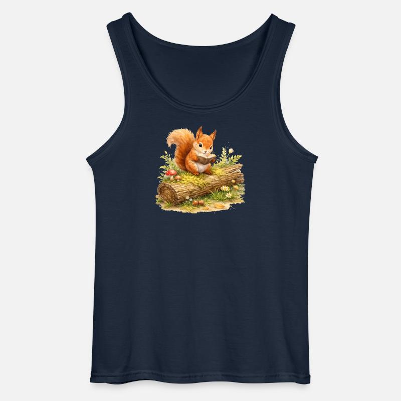 Eichhörnchen liest Buch Illustration  - Gildan Männer Tank Top - Navy