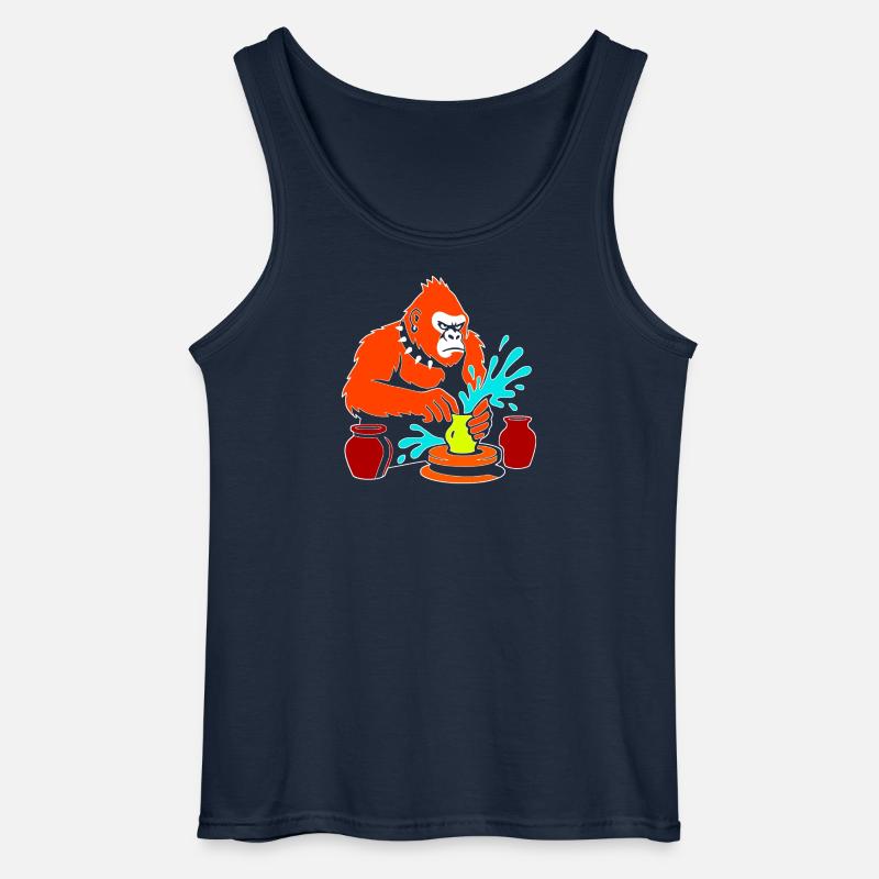 Gorilla Pottery Splash Studio - Gildan Men’s Tank Top - navy
