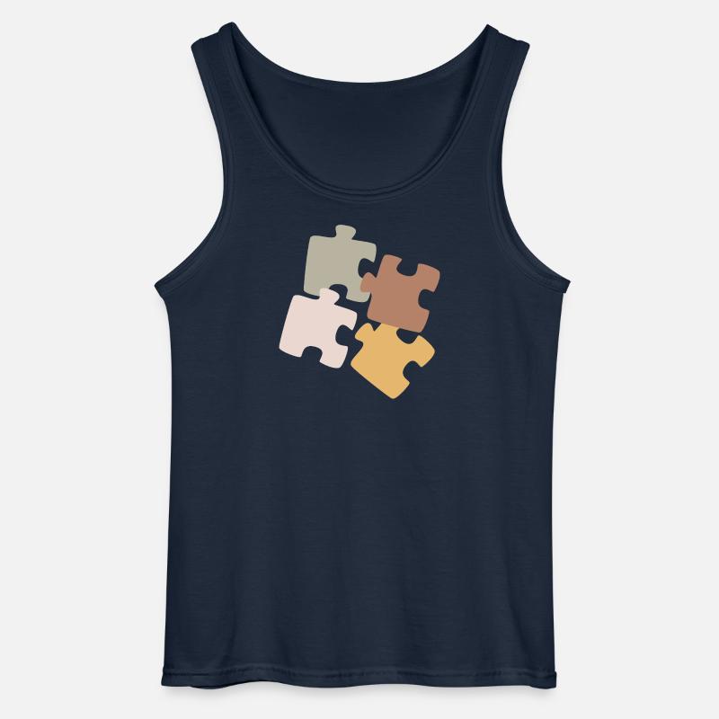 Puzzle Patchwork Variety - Gildan Men’s Tank Top - navy
