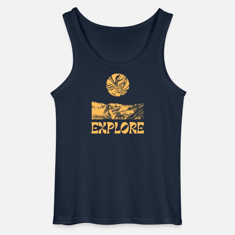 Explore Mountains Sun - Gildan Men’s Tank Top - navy