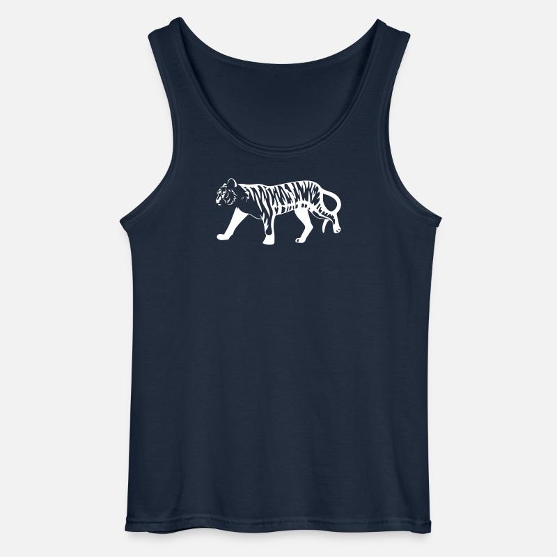 Stilisierter Tiger mit Tiermuster - Gildan Männer Tank Top - Navy