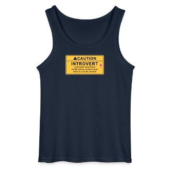 Caution Introvert - Gildan Männer Tank Top - Navy - Vorne - AI Model Male 185 dark (185cm)