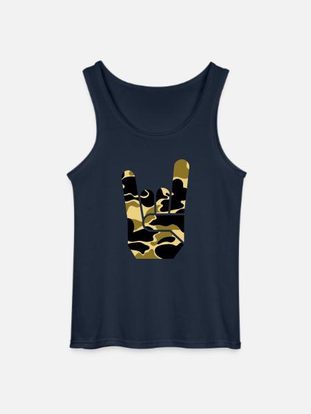 camou rock hand - Gildan Men’s Tank Top - navy