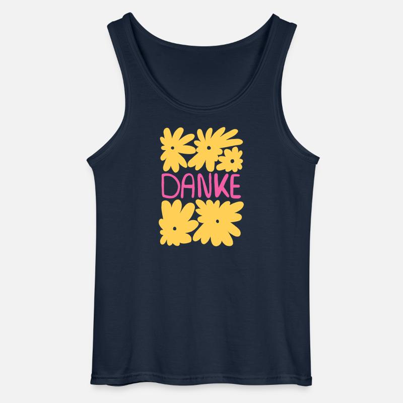 Danke - gelbe Blumen mit pink - Gildan Männer Tank Top - Navy