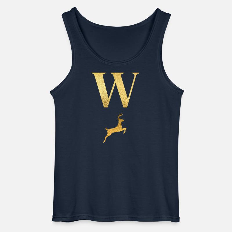 Buchstabe w Goldener Hirsch - Geschenkidee - Gildan Männer Tank Top - Navy