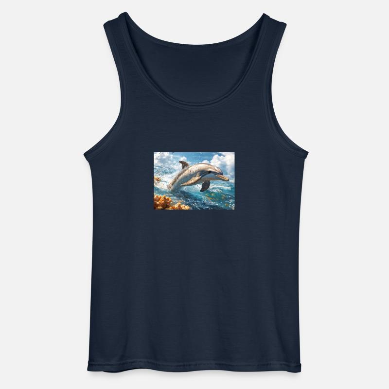 Springender Delfin Tümmler Meeressäuger - Gildan Männer Tank Top - Navy