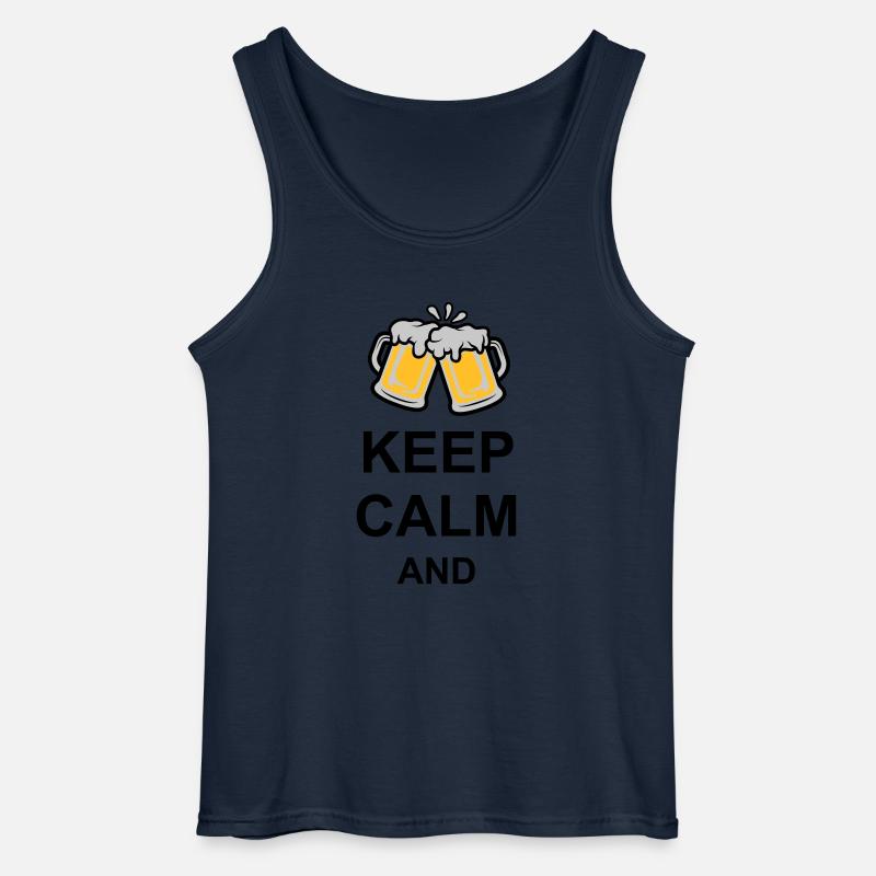 Keep Calm Bier Text - Gildan Männer Tank Top - Navy