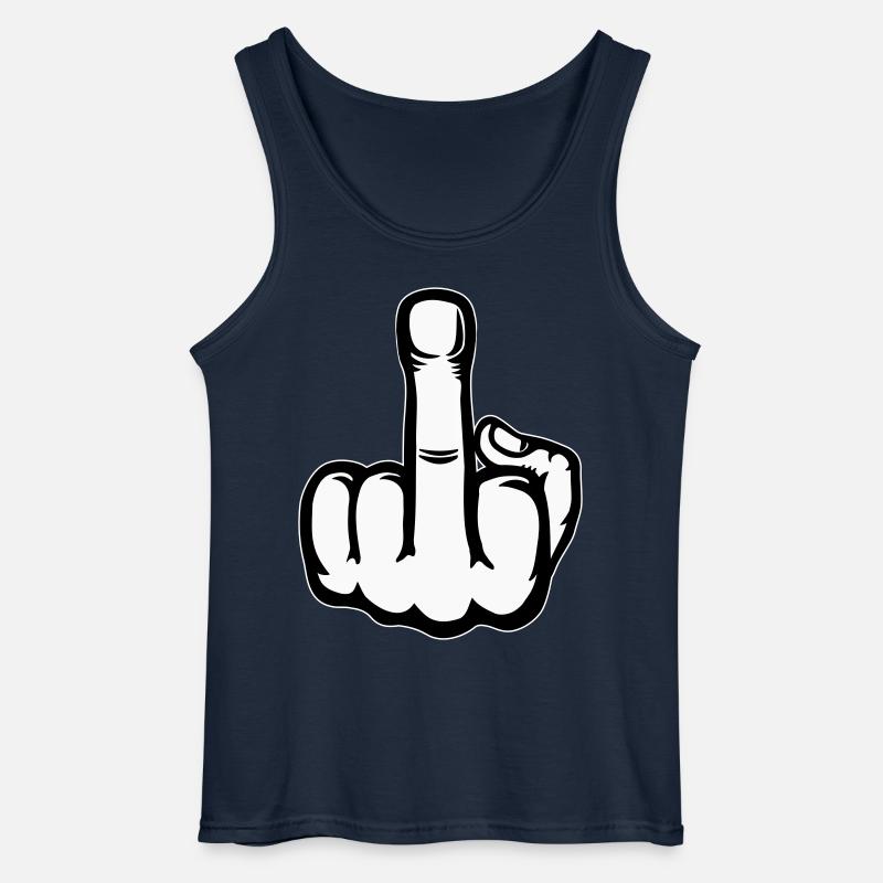 Middle Finger Hand Icon - Gildan Men’s Tank Top - navy
