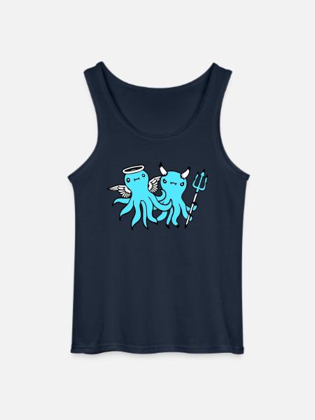 2 Octopus Devil Angel Heaven Hell Team Friends - Gildan Men’s Tank Top - navy