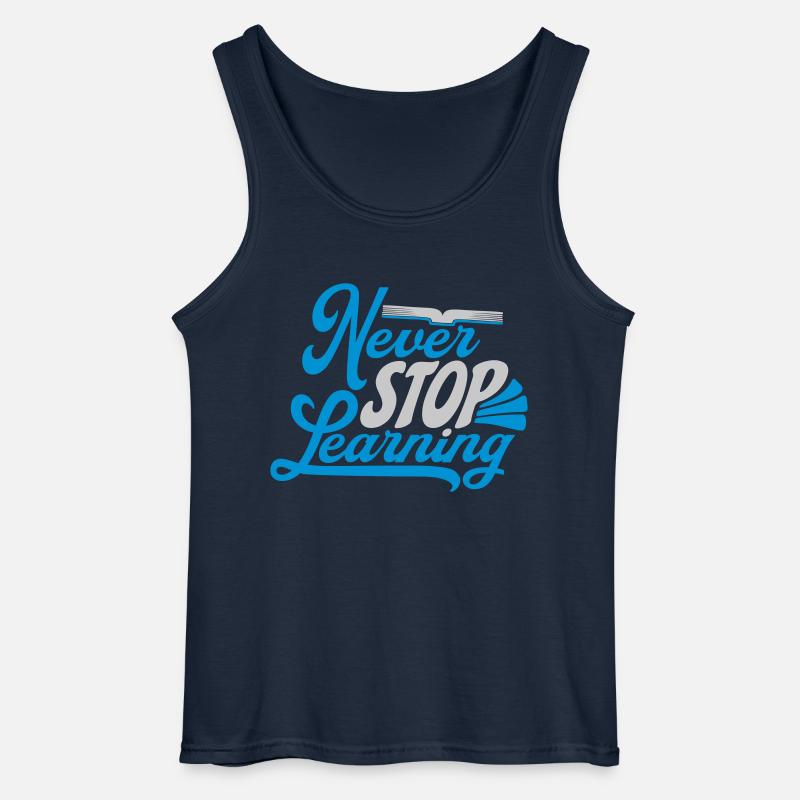never stop learning Zitat - Gildan Männer Tank Top - Navy