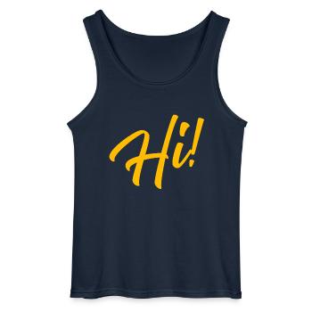 Hi! - Gildan Männer Tank Top - Navy - Vorne - AI Model Male 185 dark (185cm)
