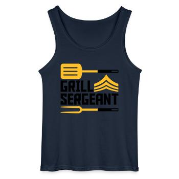 Grill Master Grill Sergeant BBQ - Gildan Men’s Tank Top - navy - Front - AI Model Male 185 dark (185cm)